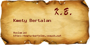 Kmety Bertalan névjegykártya
